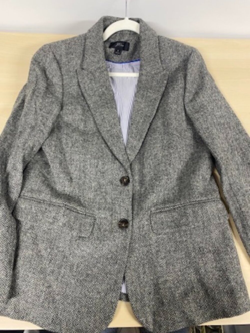 J.Crew Women’s Gray Herringbone Tweed Blazer Size 8 Wool Classic